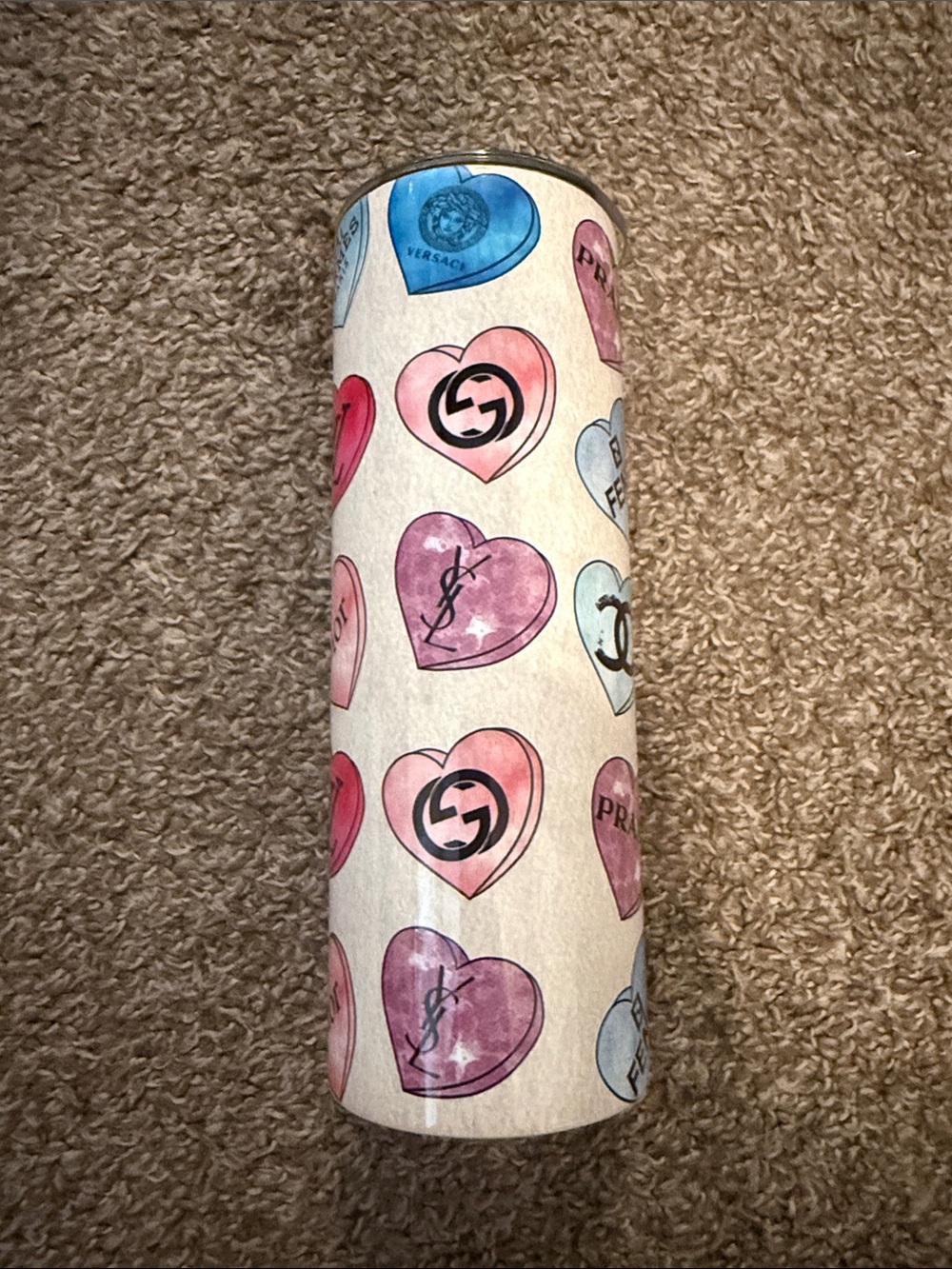Luxury Logo Heart Pattern Gift Wrap Tube - Pink, Purple, Blue